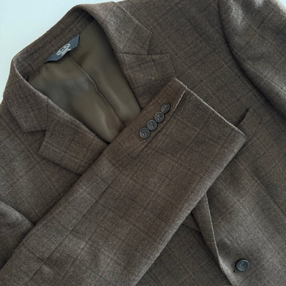 Pronto Uomo Platinum Sport Coat Men's Brown Plaid Luxury Wool Jacket Blazer 42 R